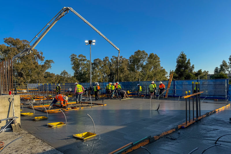 concrete slab being poured