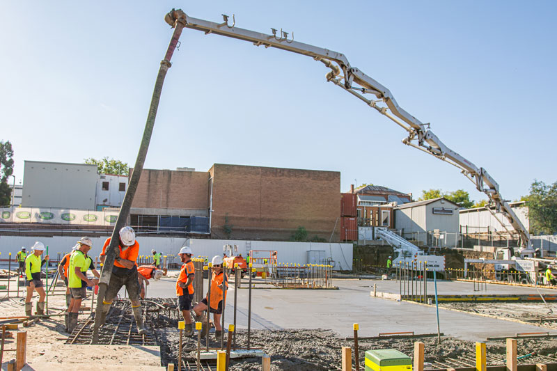 pour of raft slab